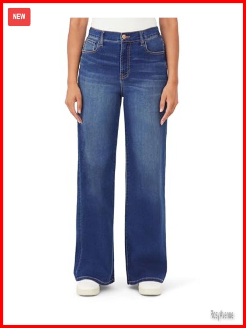 High-Rise Knit Denim Wide Leg Jeans 32-Inch Inseam